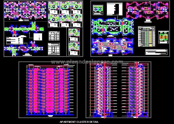 G+14 Residential Tower DWG- 2BHK Apartment Design